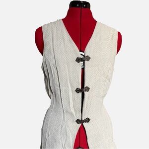 Cream Sleeveless Vest with Decorative Clasps